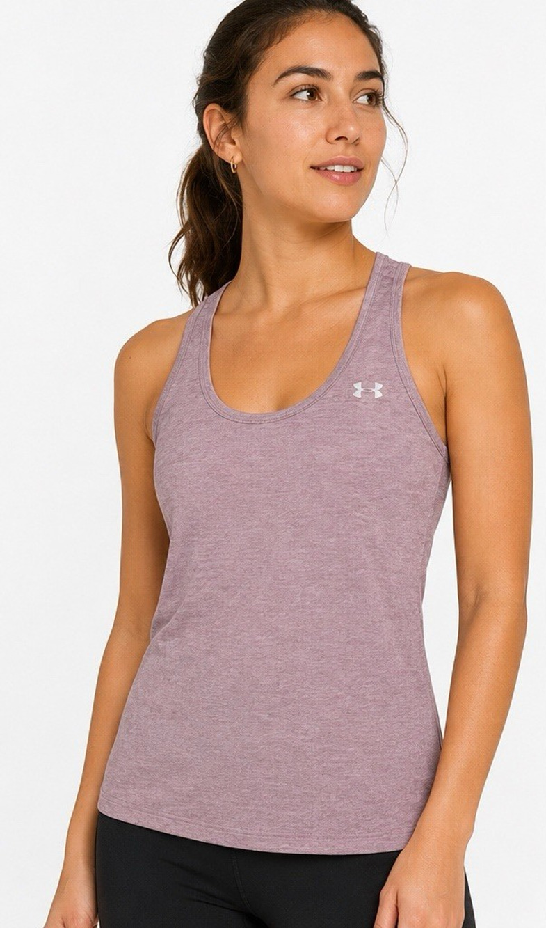 UNDER ARMOUR WOMENS TECH TWIST TANK TOP MAUVE PINK HEATGEAR RACERBACK M NWT